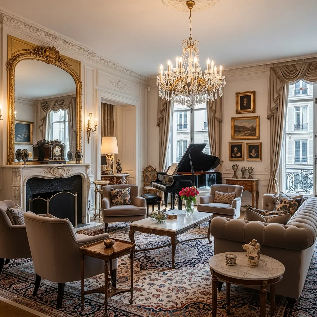 Luksusolohuone pariisilaistyylisenä