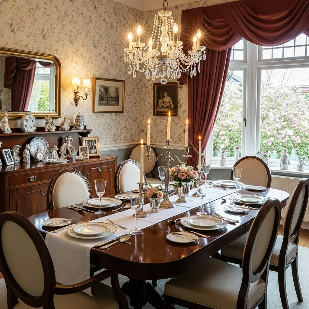 Vintage-tyylinen ruokailuhuone